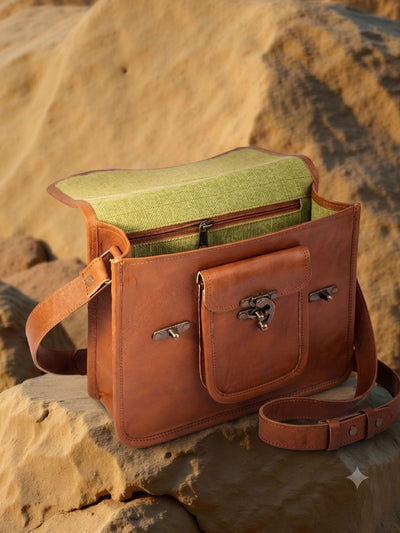 Indiehaat | Pure Leather Messenger Bag Cocoa Brown