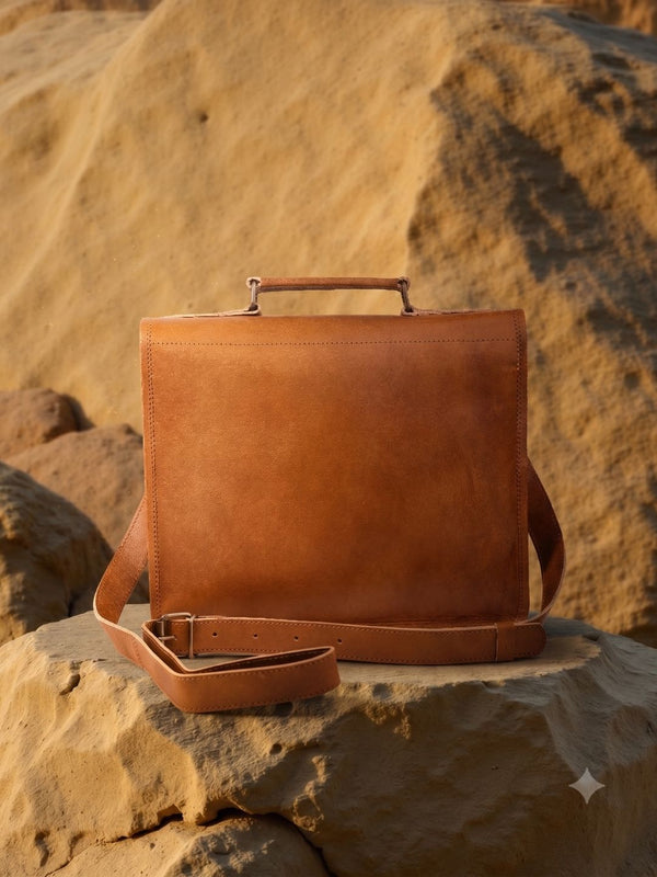 Indiehaat | Pure Leather Messenger Bag Cocoa Brown