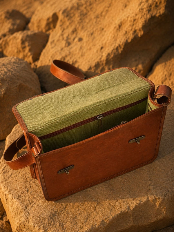 Indiehaat | Pure Leather Messenger Bag Espresso Brown