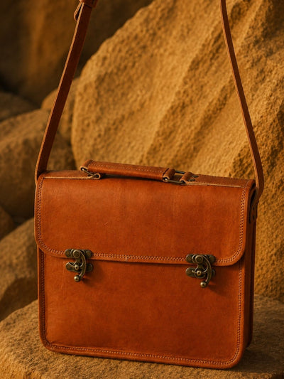 Indiehaat | Pure Leather Messenger Bag Espresso Brown