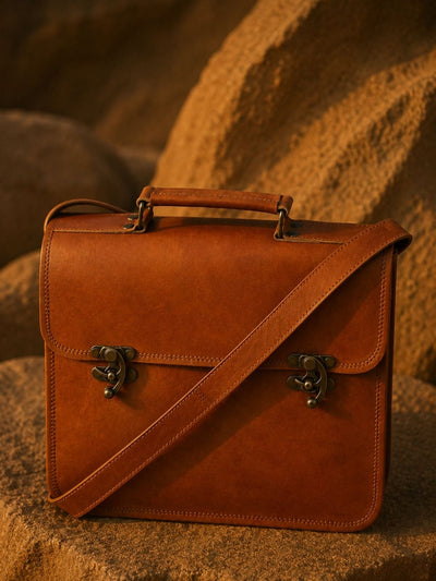 Indiehaat | Pure Leather Messenger Bag Espresso Brown
