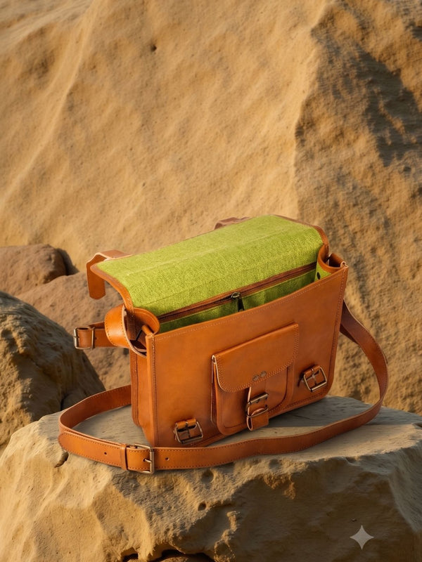 Indiehaat | Pure Leather Messenger Bag Saddle Brown