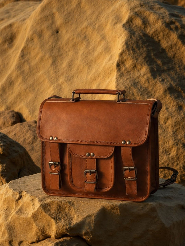 Indiehaat | Pure Leather Messenger Bag Saddle Brown