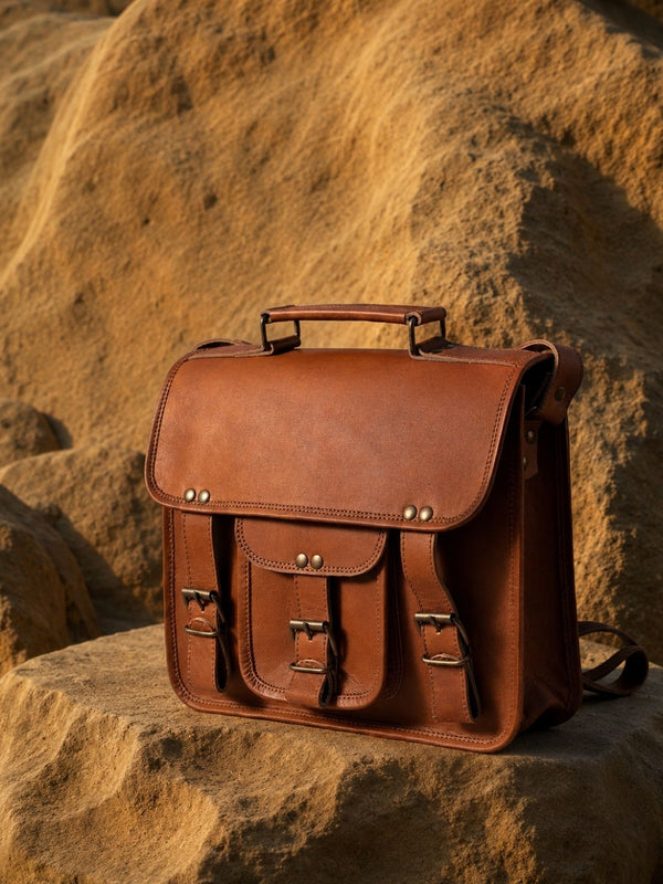 Indiehaat | Pure Leather Messenger Bag Saddle Brown