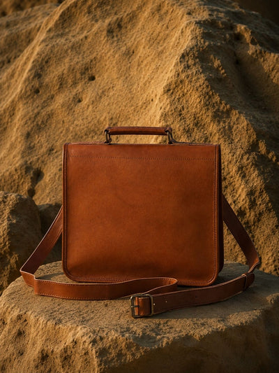 Indiehaat | Pure Leather Messenger Bag Saddle Brown