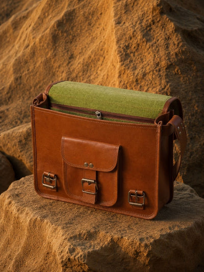 Indiehaat | Pure Leather Messenger Bag Saddle Brown