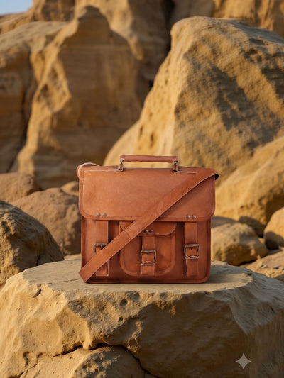 Indiehaat | Pure Leather Messenger Bag Saddle Brown
