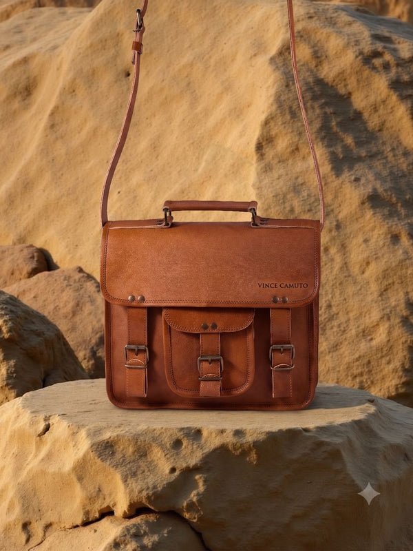 Indiehaat | Pure Leather Messenger Bag Saddle Brown
