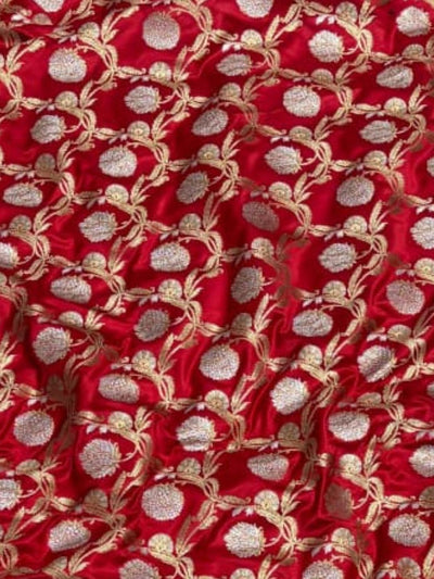 Indiehaat | Red Mashru Katan Silk Saree | Brocade