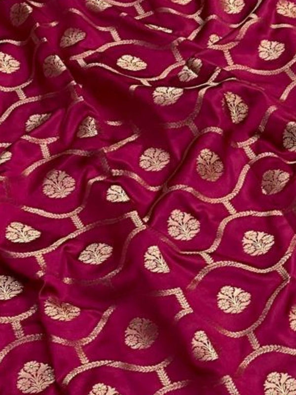 Indiehaat | Red Mashru Katan Silk Saree | Brocade
