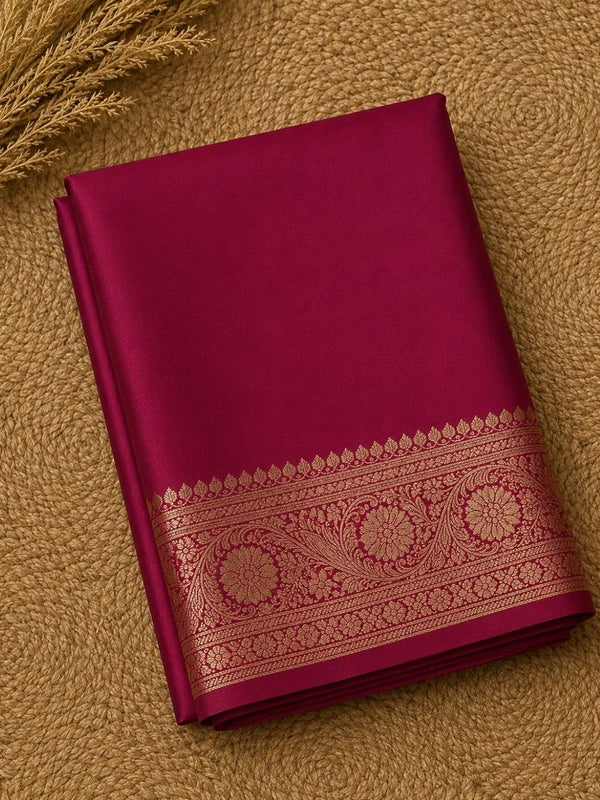 Indiehaat | Red Mashru Katan Silk Saree | Brocade