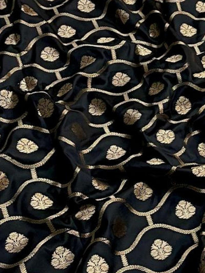 Indiehaat | Black Mashru Katan Silk Saree | Brocade