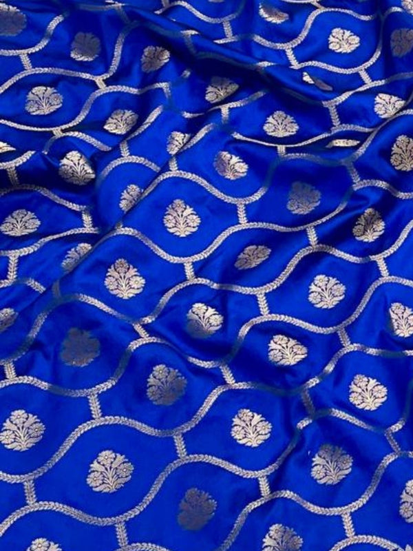 Indiehaat | Blue Mashru Katan Silk Saree | Brocade