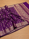 Indiehaat | Purple Mashru Katan Silk Saree | Brocade