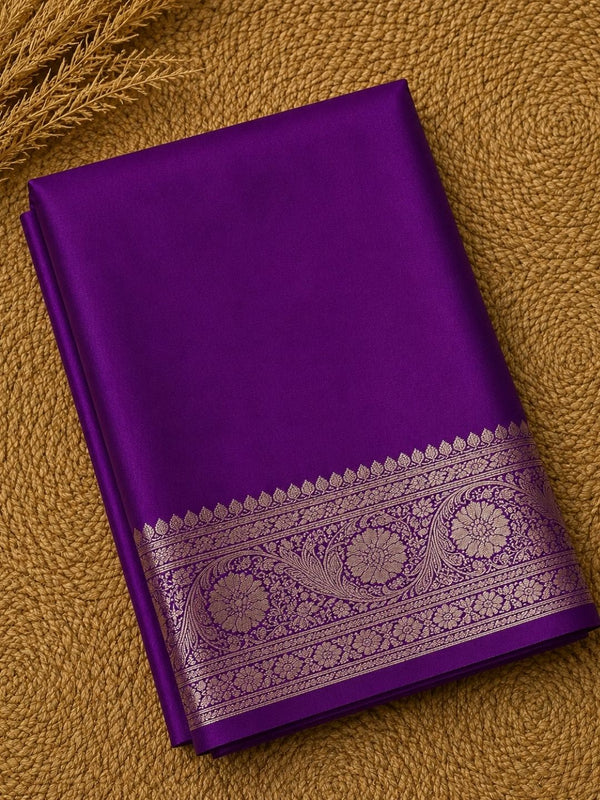Indiehaat | Purple Mashru Katan Silk Saree | Brocade