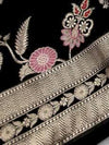 Indiehaat | Black Mina Mashru Katan Silk Saree | Meenakari