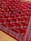 Indiehaat | Red Mina Mashru Katan Silk Saree | Meenakari