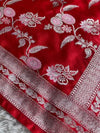 Indiehaat | Red Mina Mashru Katan Silk Saree | Meenakari