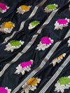 Indiehaat | Green Mina Mashru Katan Silk Saree | Meenakari