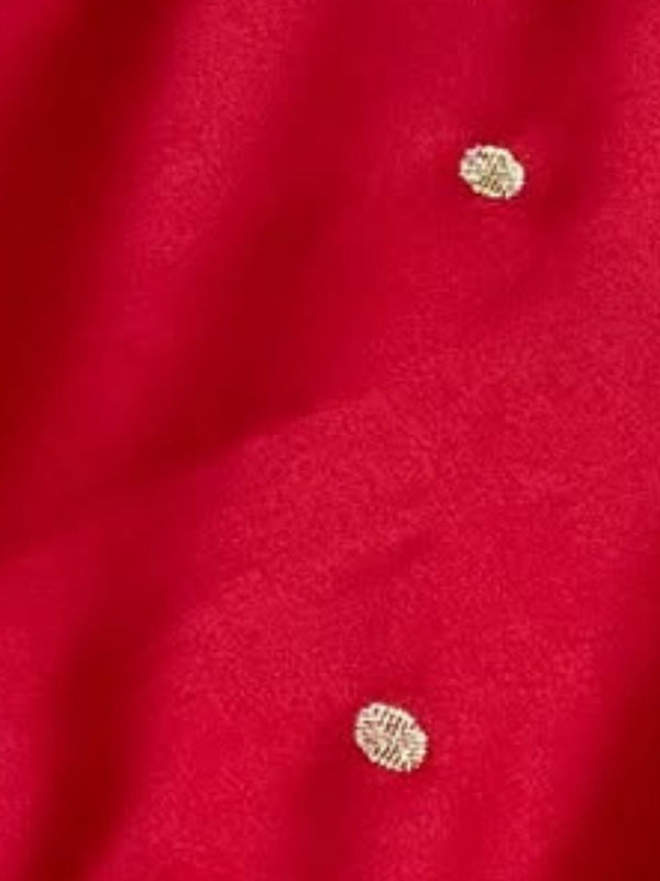 Indiehaat | Red Mina Mashru Katan Silk Saree | Meenakari