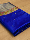 Indiehaat | Blue Mina Mashru Katan Silk Saree | Meenakari