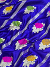 Indiehaat | Blue Mina Mashru Katan Silk Saree | Meenakari