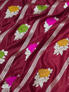 Indiehaat | Red Mina Mashru Katan Silk Saree | Meenakari