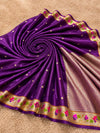 Indiehaat | Purple Mina Mashru Katan Silk Saree | Meenakari