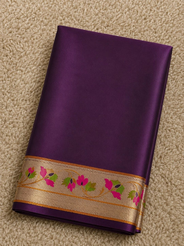 Indiehaat | Purple Mina Mashru Katan Silk Saree | Meenakari