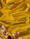 Indiehaat | Yellow Mina Mashru Katan Silk Saree | Meenakari