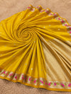 Indiehaat | Yellow Mina Mashru Katan Silk Saree | Meenakari