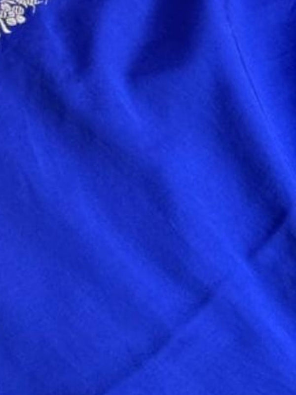 Indiehaat | Blue Mina Mashru Katan Silk Saree | Meenakari