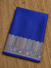 Indiehaat | Blue Mina Mashru Katan Silk Saree | Meenakari