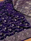 Indiehaat | Blue Mashru Katan Silk Saree | Brocade