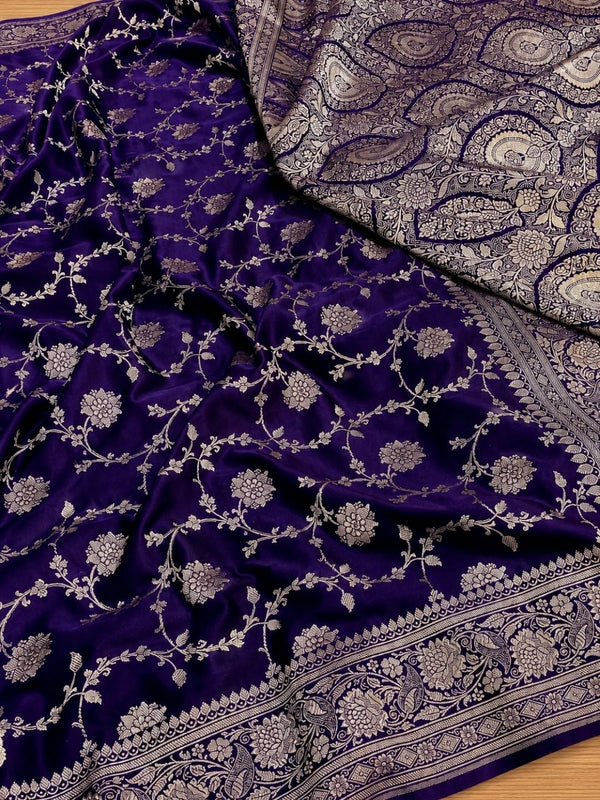 Indiehaat | Blue Mashru Katan Silk Saree | Brocade