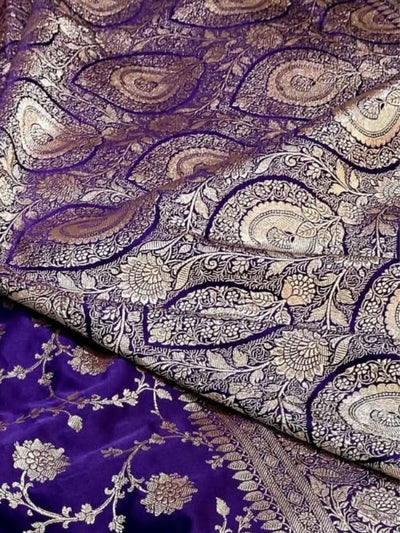 Indiehaat | Blue Mashru Katan Silk Saree | Brocade