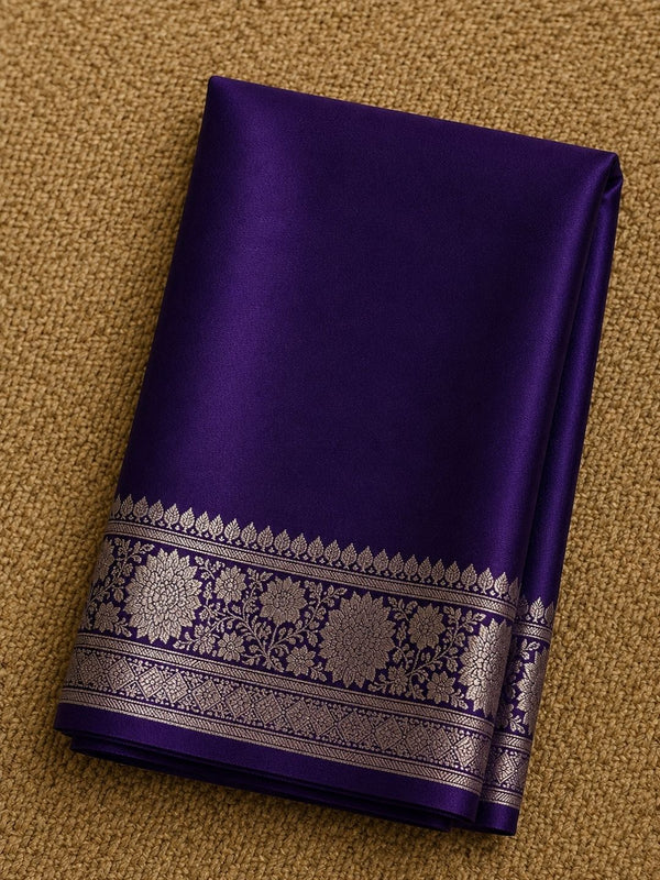 Indiehaat | Blue Mashru Katan Silk Saree | Brocade