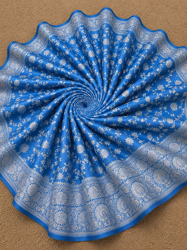 Indiehaat | Blue Mashru Katan Silk Saree | Brocade
