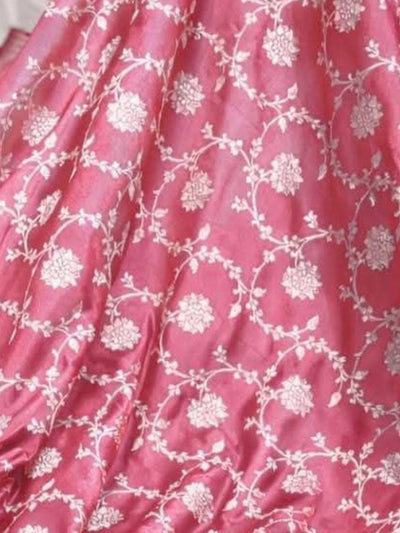 Indiehaat | Pink Mashru Katan Silk Saree | Brocade