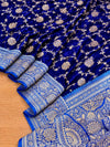 Indiehaat | Blue Mashru Katan Silk Saree | Brocade
