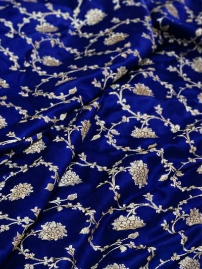 Indiehaat | Blue Mashru Katan Silk Saree | Brocade