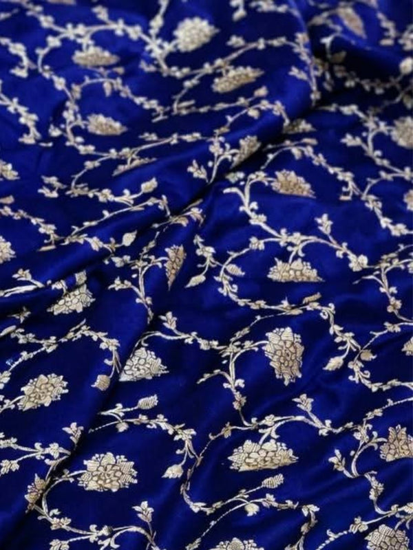 Indiehaat | Blue Mashru Katan Silk Saree | Brocade