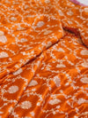 Indiehaat | Orange Mashru Katan Silk Saree | Brocade