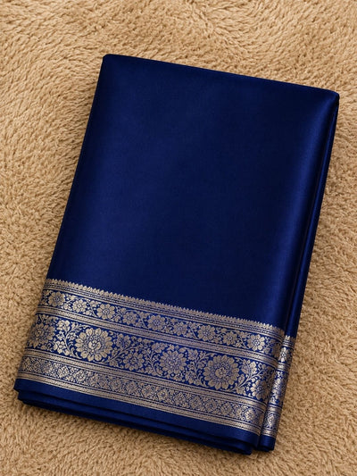 Indiehaat | Blue Mashru Katan Silk Saree | Brocade