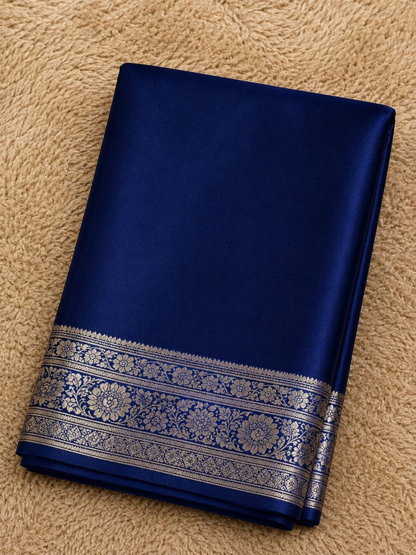 Indiehaat | Blue Mashru Katan Silk Saree | Brocade