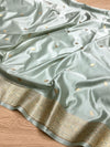 Indiehaat | Gray Mashru Katan Silk Saree | Brocade