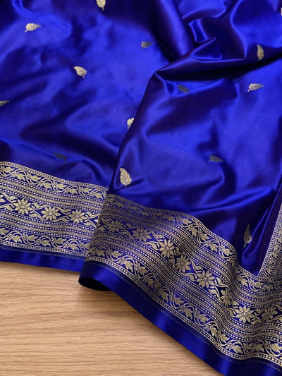 Roop Vaibhav Mashru Katan Silk Saree Bright Blue