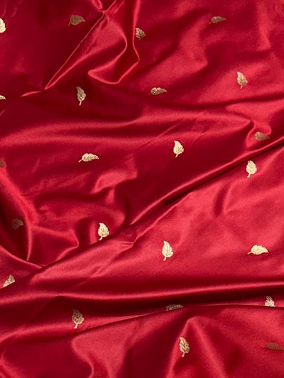 Indiehaat | Red Mashru Katan Silk Saree | Brocade