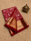 Indiehaat | Red Organza Silk Saree | Embroidery