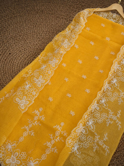 Sutrika Kota Doria Cutwork Suits (T+B+D) Yellow